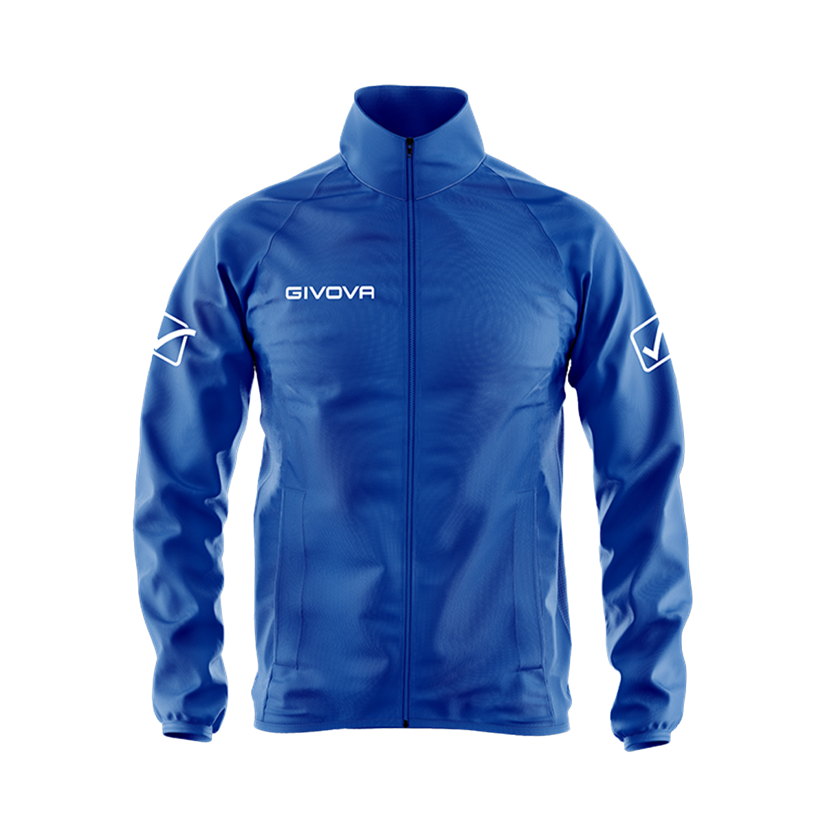 Front of zip tote bag with white canvas, black canvas straps and handle, and black zipper pulls.