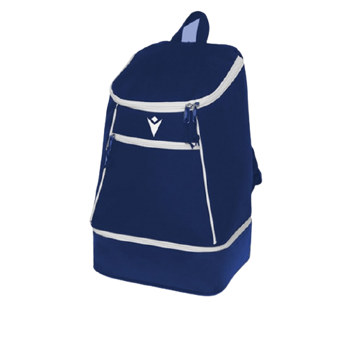 Front of zip tote bag with white canvas, black canvas straps and handle, and black zipper pulls.