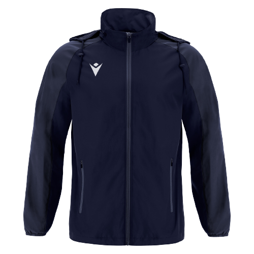 Front of zip tote bag with white canvas, black canvas straps and handle, and black zipper pulls.