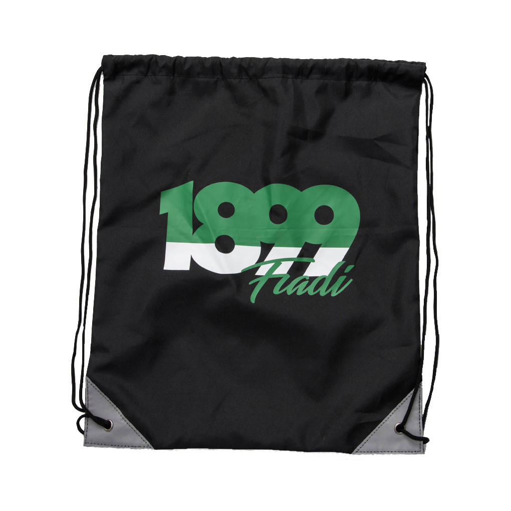 Front of zip tote bag with white canvas, black canvas straps and handle, and black zipper pulls.