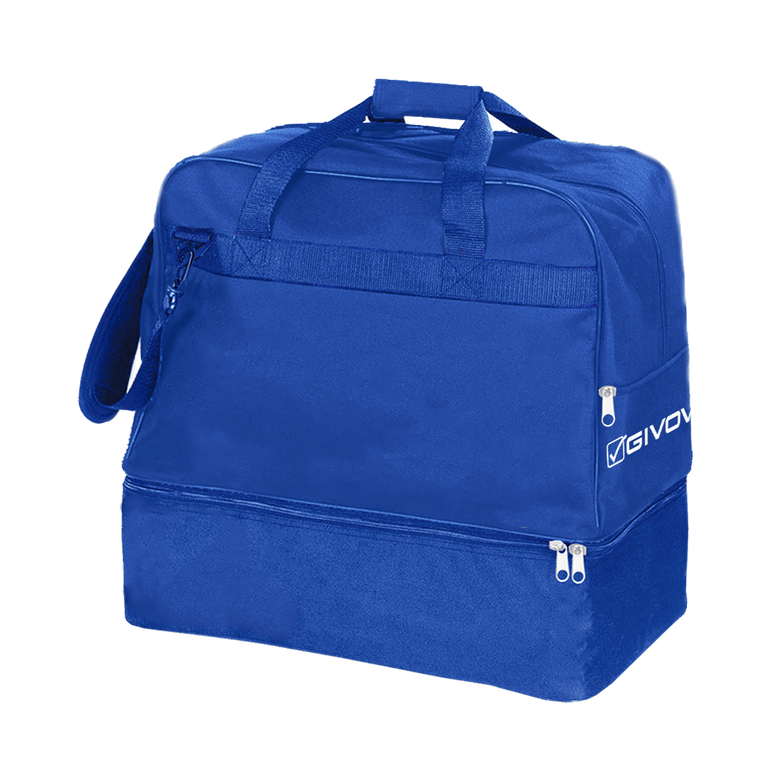 Front of zip tote bag with white canvas, black canvas straps and handle, and black zipper pulls.