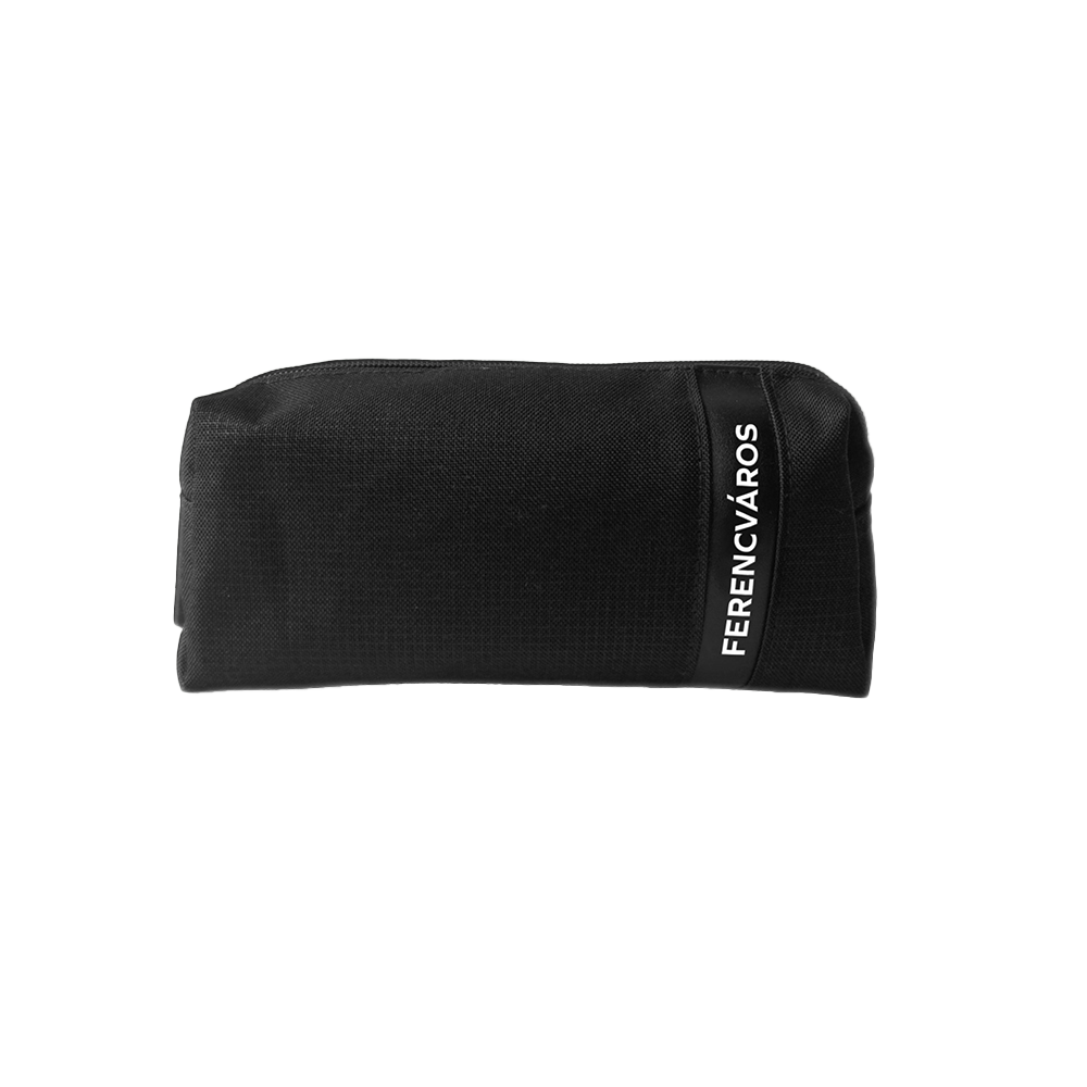 Front of zip tote bag with white canvas, black canvas straps and handle, and black zipper pulls.
