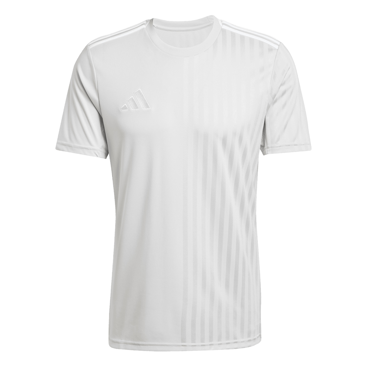 Front of zip tote bag with white canvas, black canvas straps and handle, and black zipper pulls.