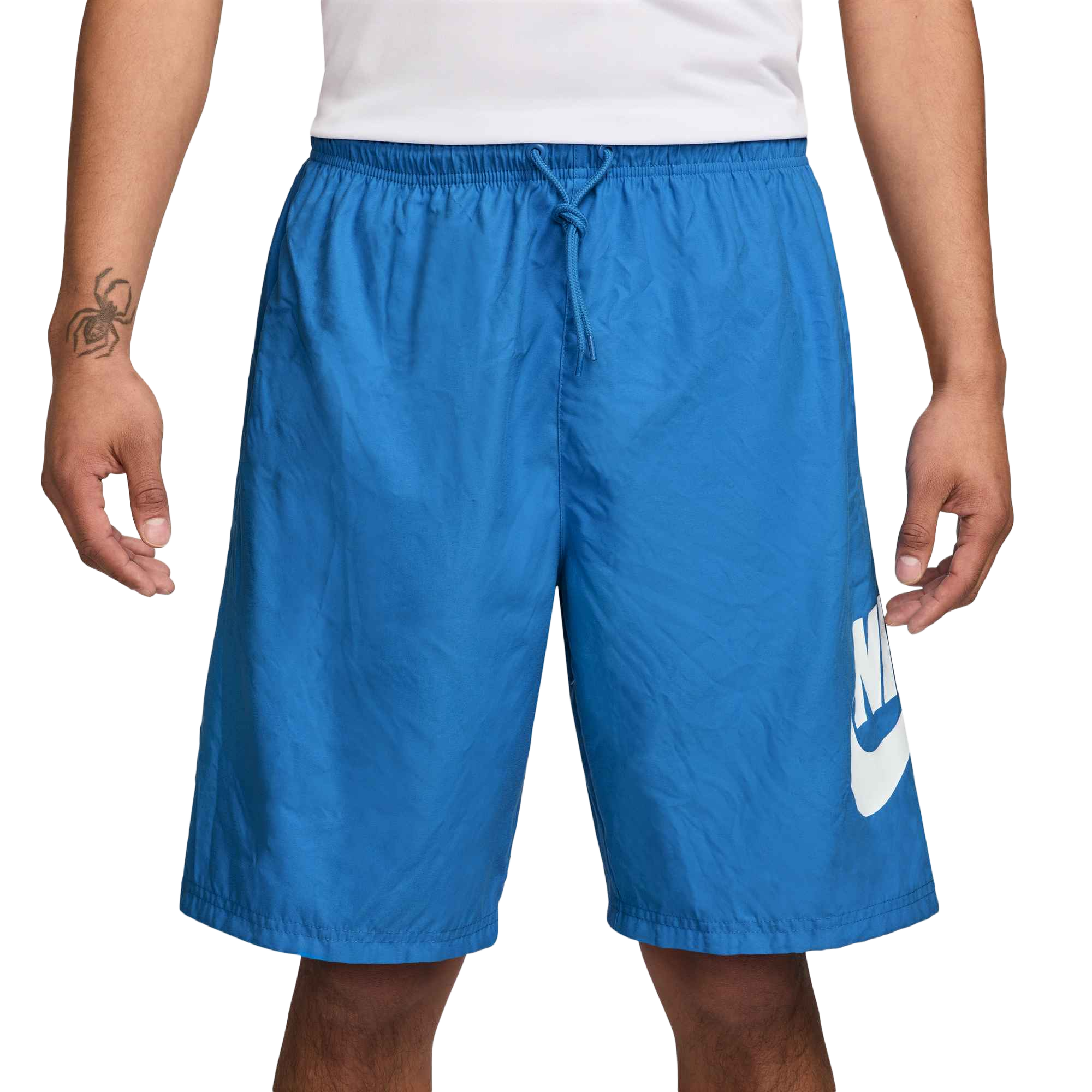 Front of zip tote bag with white canvas, black canvas straps and handle, and black zipper pulls.