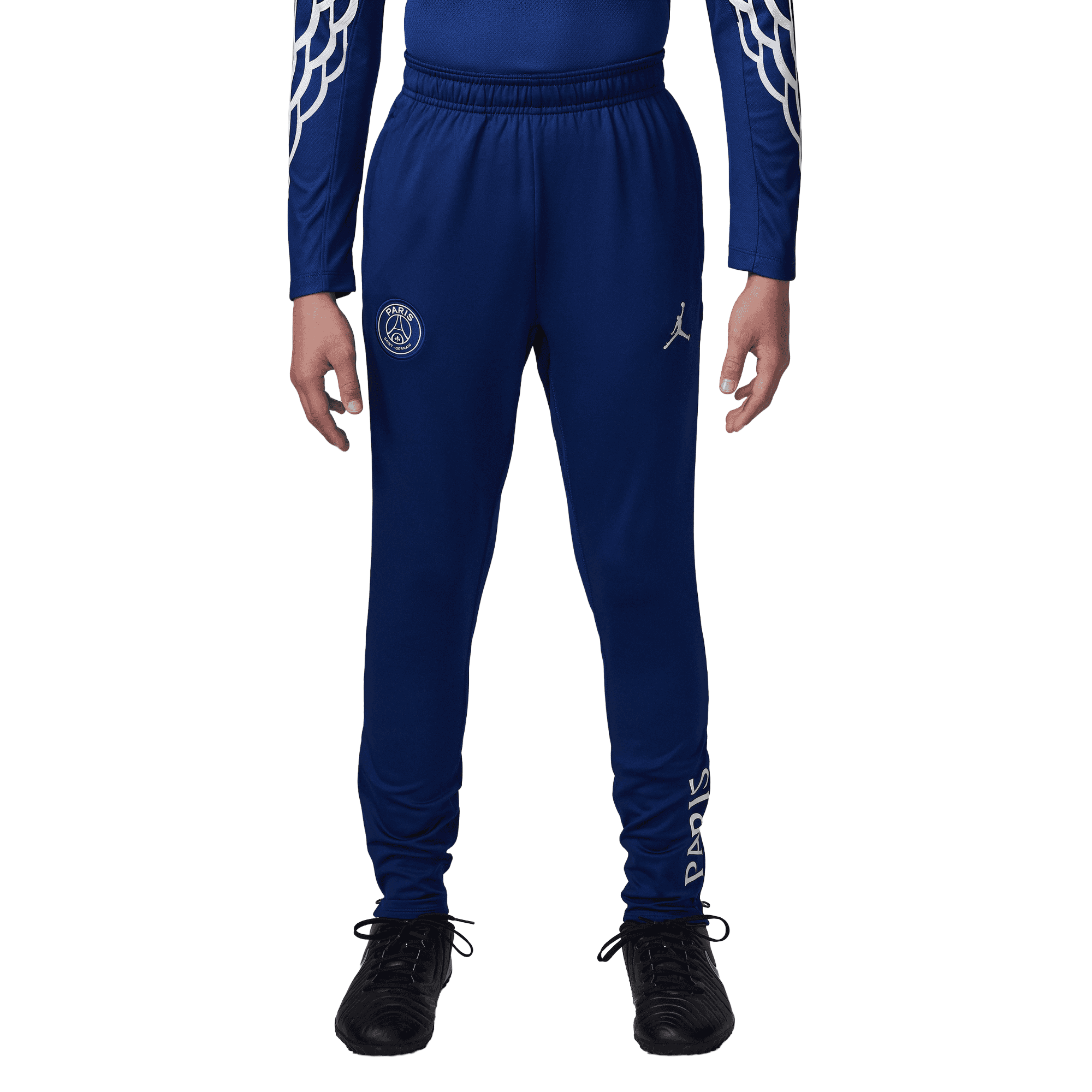 Front of zip tote bag with white canvas, black canvas straps and handle, and black zipper pulls.