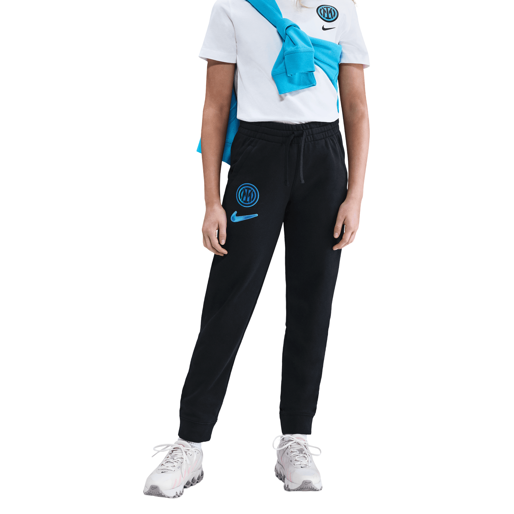 Front of zip tote bag with white canvas, black canvas straps and handle, and black zipper pulls.