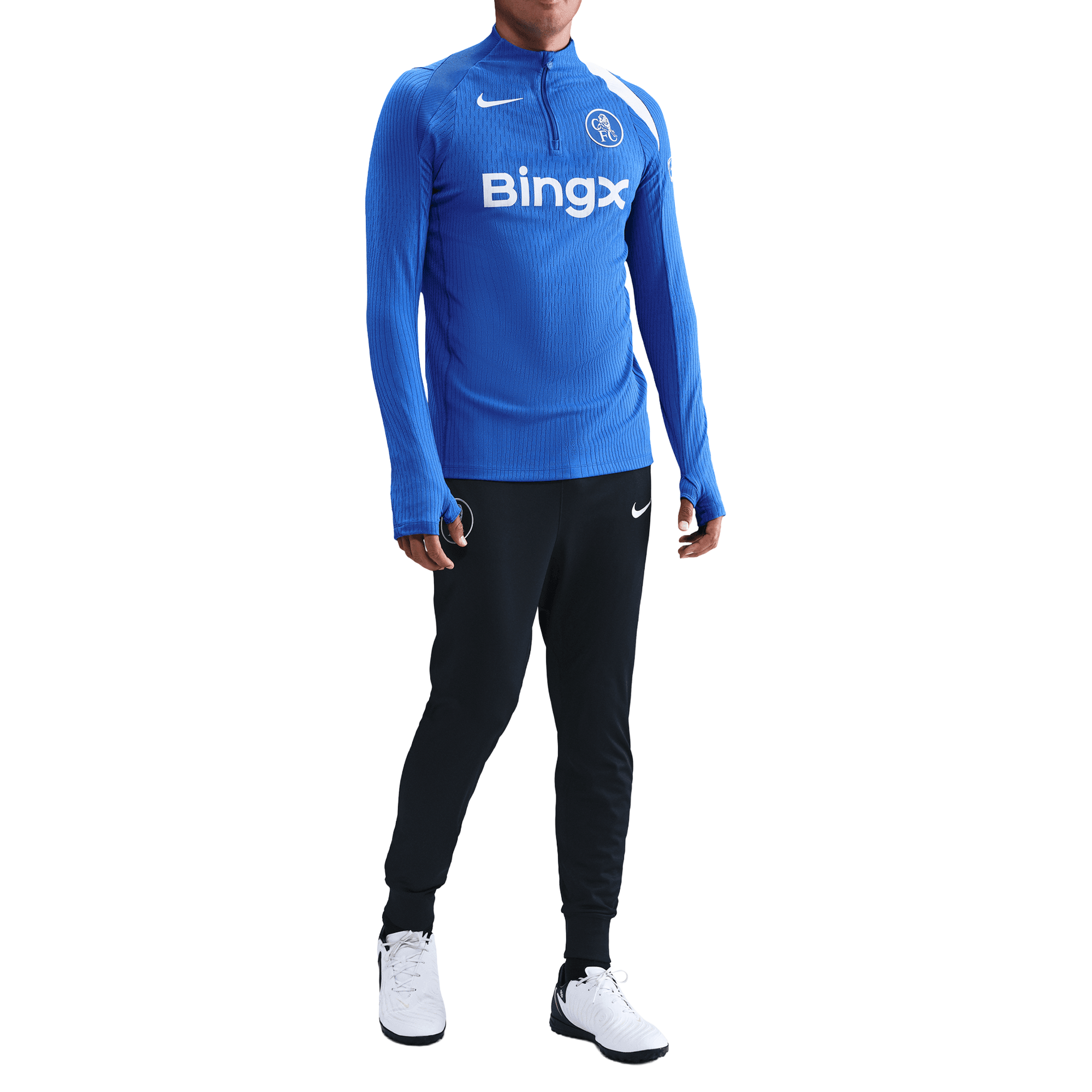 Front of zip tote bag with white canvas, black canvas straps and handle, and black zipper pulls.