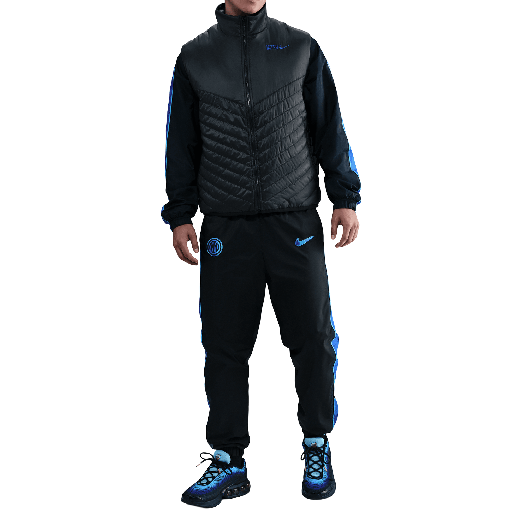 Front of zip tote bag with white canvas, black canvas straps and handle, and black zipper pulls.