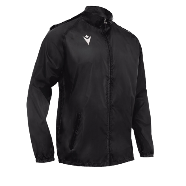 Front of zip tote bag with white canvas, black canvas straps and handle, and black zipper pulls.