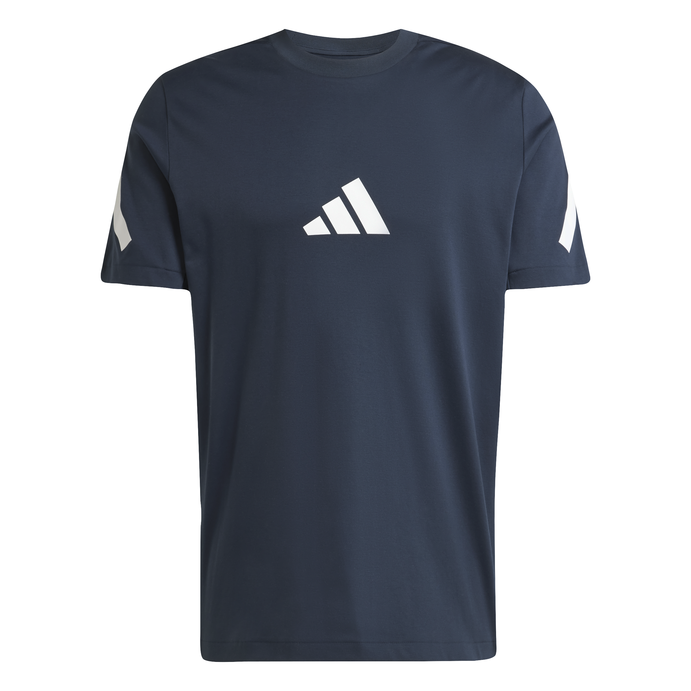 Front of zip tote bag with white canvas, black canvas straps and handle, and black zipper pulls.