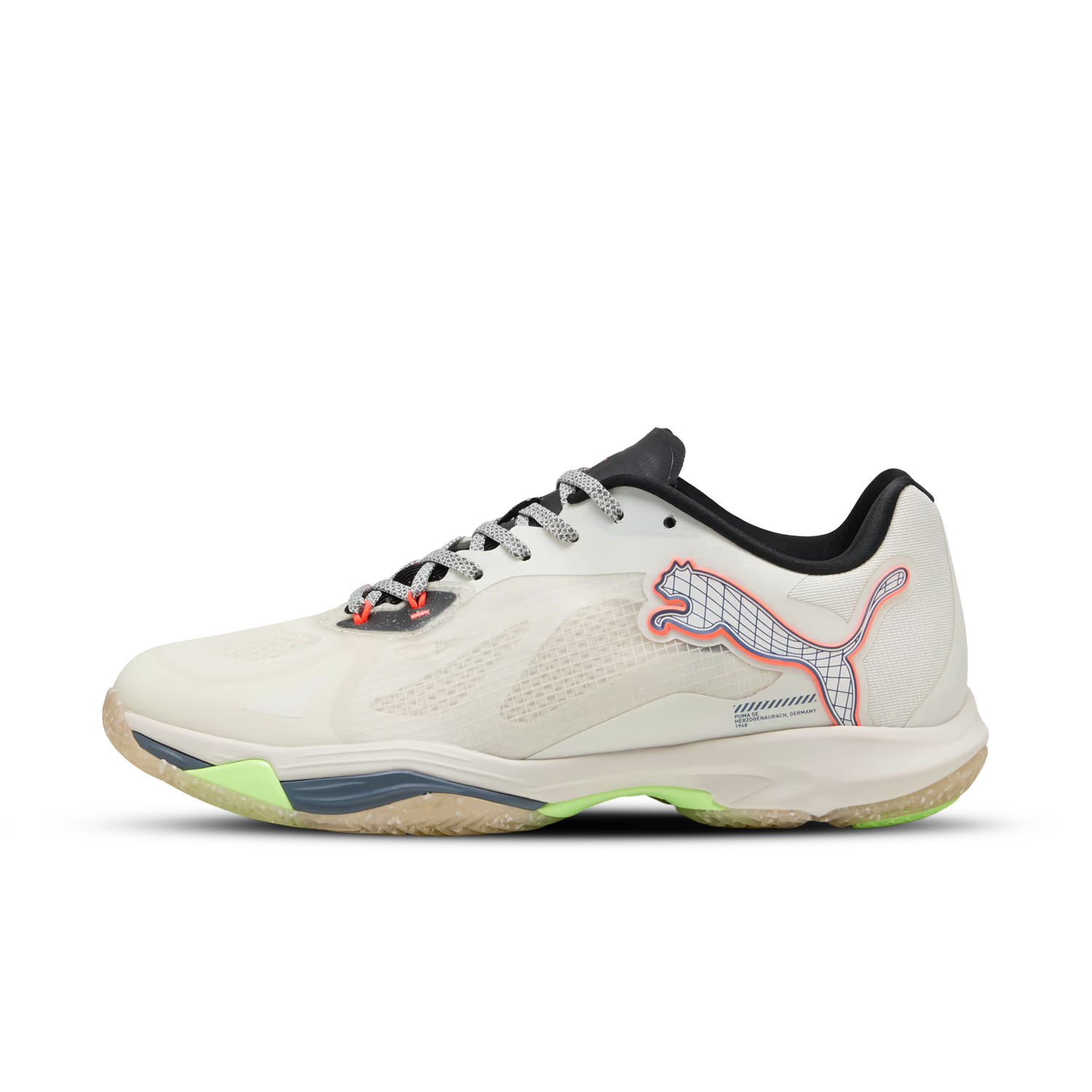 Front of zip tote bag with white canvas, black canvas straps and handle, and black zipper pulls.