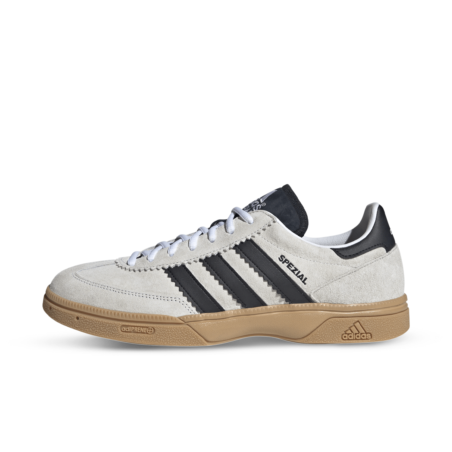 Front of zip tote bag with white canvas, black canvas straps and handle, and black zipper pulls.