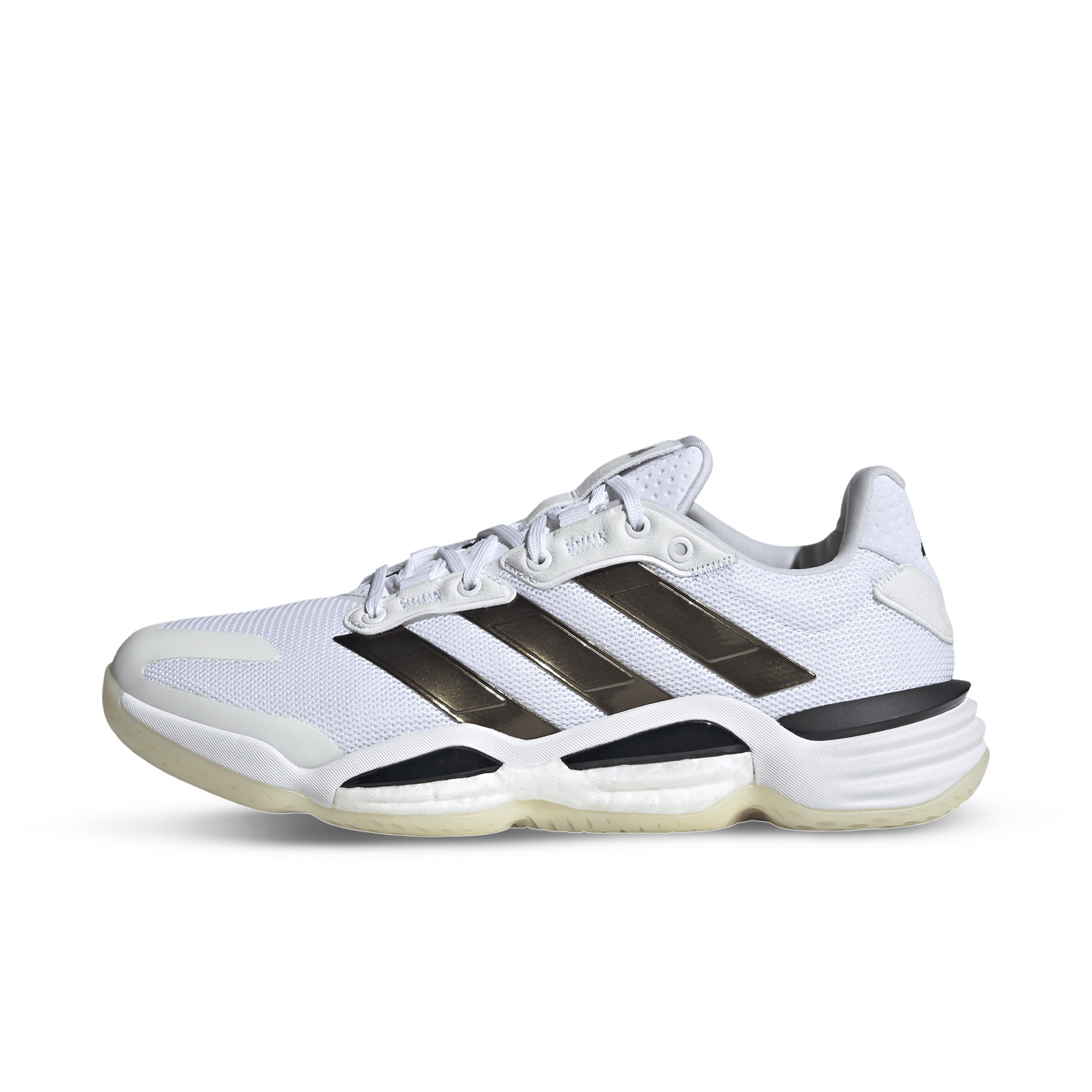 Front of zip tote bag with white canvas, black canvas straps and handle, and black zipper pulls.